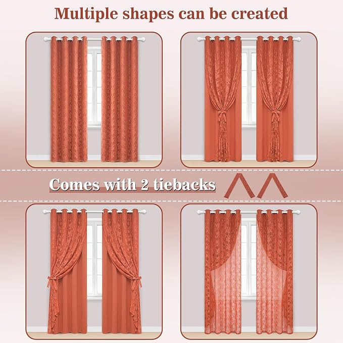 Yinhua Terracotta Curtains for Living Room Double Layer Curtain - Image 4