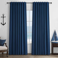 Navy Blue Blackout Curtains 86 Inch Length by QJMYDECO
