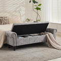 SOFTHION 67" Storage Bench for Bedroom, Chenille Upholstered, Light Grey | King by SofthionDesign