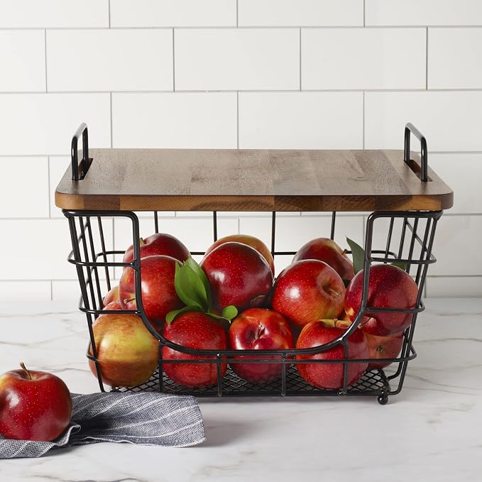 Gourmet Basics by Mikasa Madam Metal Stacking Nesting Rectangular Basket - Image 3