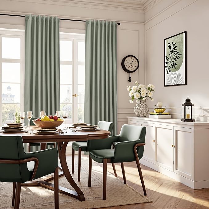 Sage Green Linen 100% Black Out Curtains - Image 8