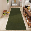 Modern Soft Hallway Runner Rug, 2x6 Olive Green Washable Runner Rug | Fluffy by AmeareaDirect