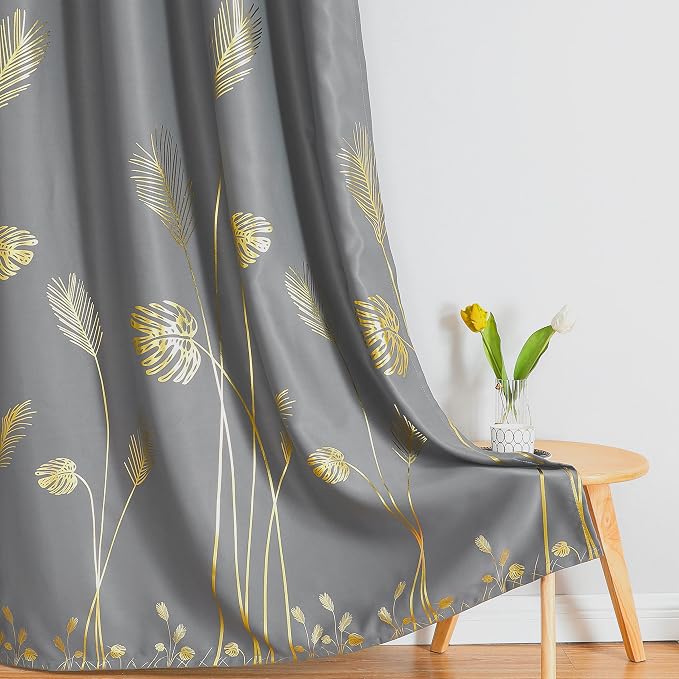 Grey Blackout Curtains for Bedroom 90 Inches Long, Room Darkening Grommet - Image 7