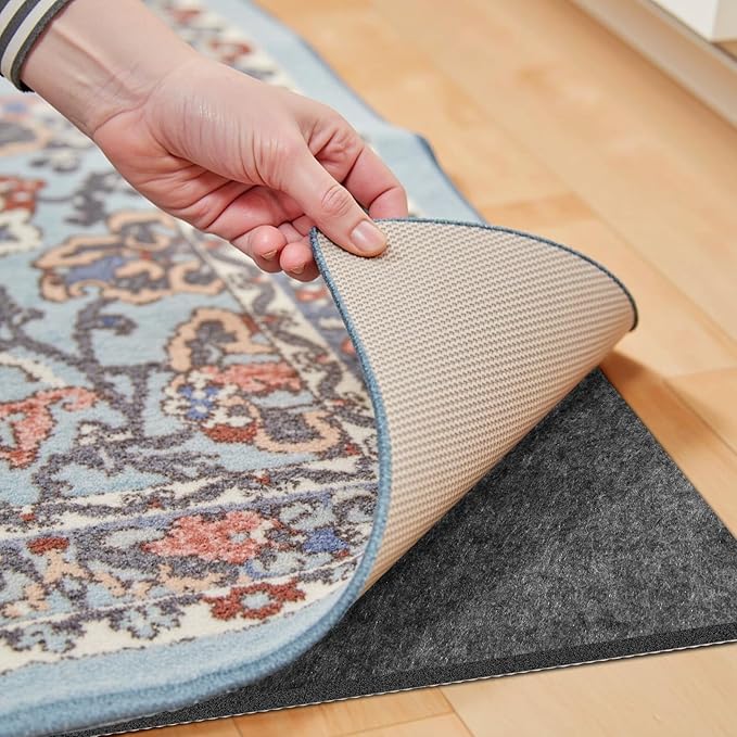 Waterproof Rug Pad, Thick 3x5 Ft Under Area Rug Carpet Pad, Non Slip Rug Pads for All Floors and Hardwood Floors Finishes, Keep Carpets in Place Soft and Prevent Rug from Wrinkling or Buckling
