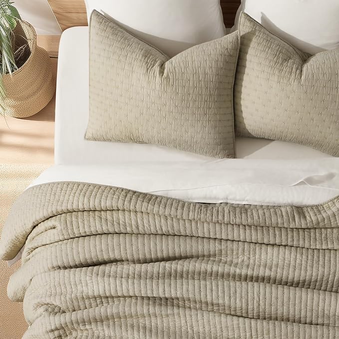 100% Cotton Cross Stitch 3-Piece Quilt Set, Driftwood | Cross Stitch Cotton - Image 4