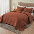 Kingnex Oversized King Bedspreads 128x120 Ultrasonic Quilted Baked Clay | Extra by Kingnex