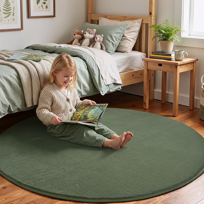 Sage Green Round Area Rugs 5ft Circle Rugs - Image 4