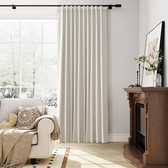 Cream Linen 100% Blackout Curtains - Image 4