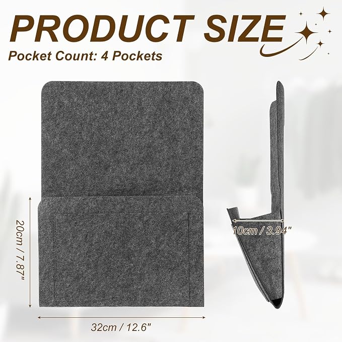 uxcell 4 Pockets Bedside Caddy, Bed Hanging Storage Bag Holder - Image 2