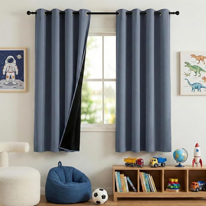 NICETOWN 100% Blackout Stone Blue Curtains by NICETOWN