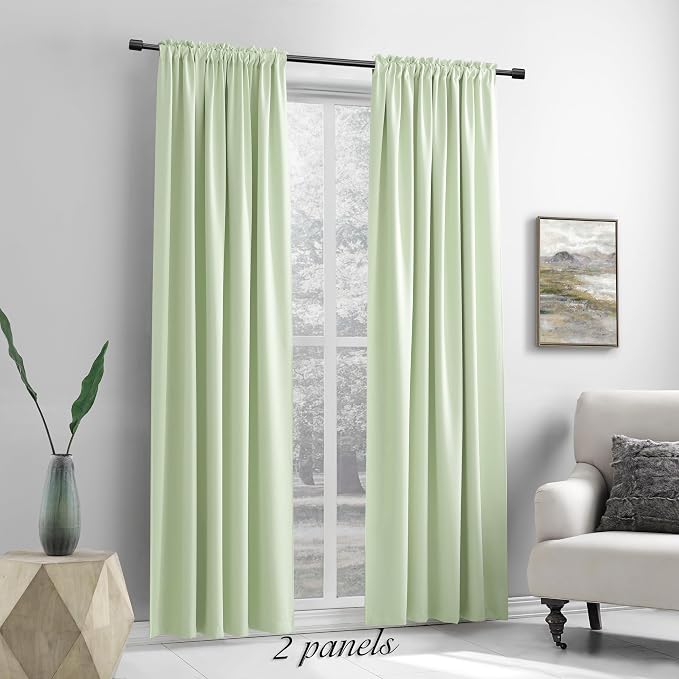 Light Green Blackout Curtains 96 inch Length - Image 2