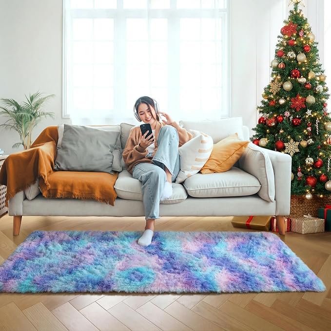 Rainbow Runner Rugs for Bedroom Living Room, Fluffy 2x6 Bedside Hallway Area Rug - Image 8