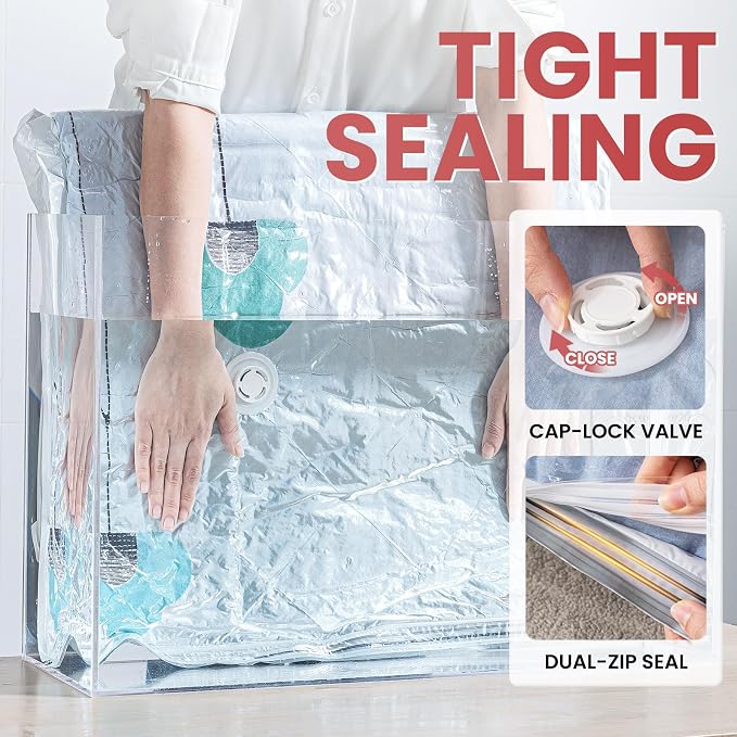 TAILI 4 Pack Vacuum Storage Bags, XXL Jumbo, Cream | Vacuum Seal Bags - Image 8