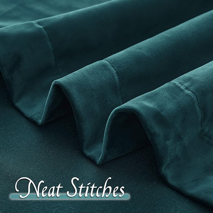 RYB HOME Peacock Blue Velvet Blackout Thermal Doorway Curtains 84 inches | - Image 5