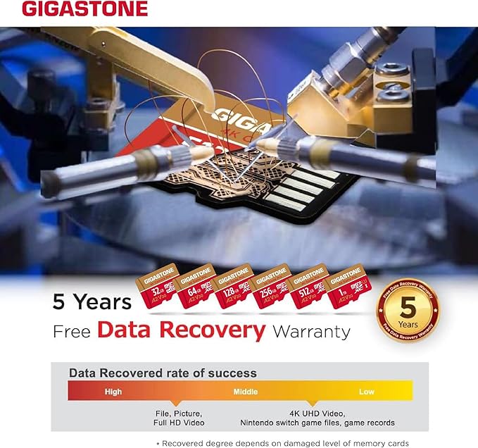 【for Switch 1 Only】 GIGASTONE 1TB Micro SD Card, 4K Game Pro, MicroSDXC Memory Card for Gaming Console, Action Camera, UHD Video, up to 150/130 MB/s, UHS-I U3 A2 V30 C10【5-Years Data Recovery】