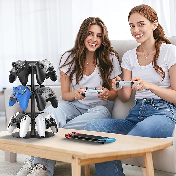 Kosker Headset Stand 3 Tiers for Desk, Rotatable Gaming Controller Stand for PS5/PS4/Xbox/Switch2/PS Portal/Phone, Universal PC Gamer Gift Accessory Controller/Headphone Holder for 9 Packs Controller