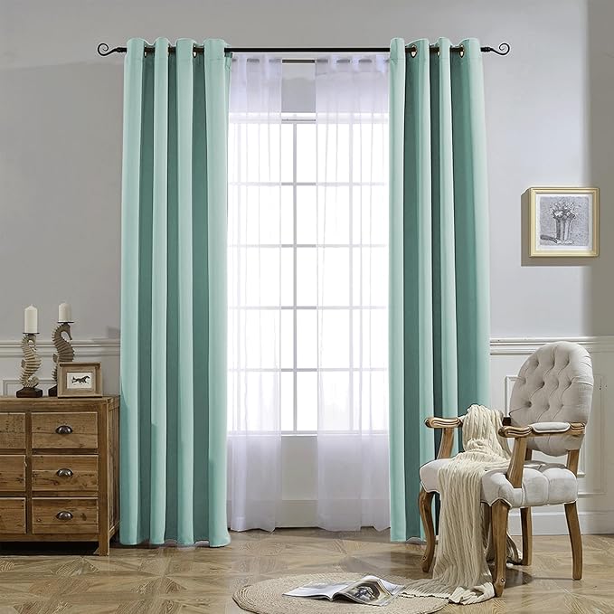 NICETOWN Aqua Blue Room Darkening Curtain Panels - Image 7