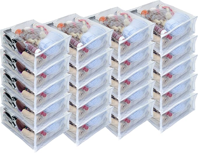 20-Pack Heavy Duty Vinyl Zippered Closet Square Storage Bags by OrehHomewares