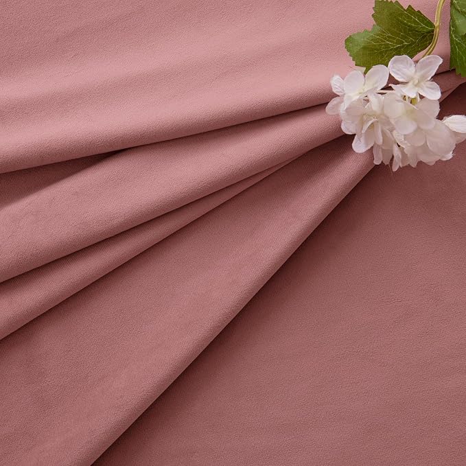 MIULEE Velvet Curtains 50W x 84L 2 Panels Dusty Rose Blackout Curtains | Luxury - Image 7