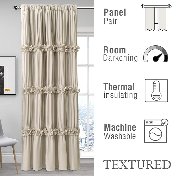 Camel Blackout Window Curtains, Rustic Rod Pocket Drapes - Image 4