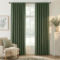 RYB HOME Olive Green 100% Blackout Linen Curtains 84 Inch Long by RYBHOME