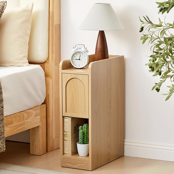 Narrow Nightstands Set of 2, Slim Bedside Tables - Image 7