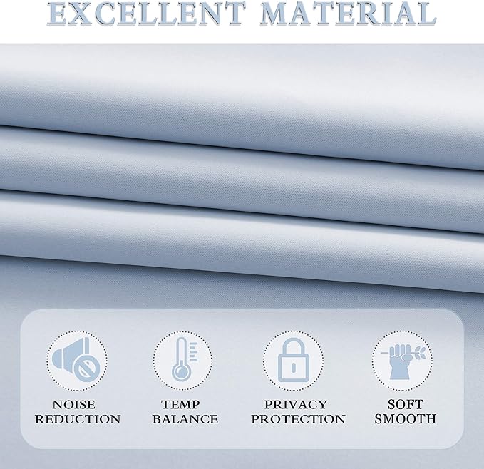 48 Inch Curtains Light Blue Blackout Curtains - Image 4