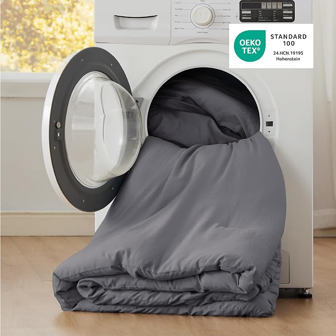 Bedsure California King Comforter Set, Dark Grey Soft Prewashed Bedding - Image 5