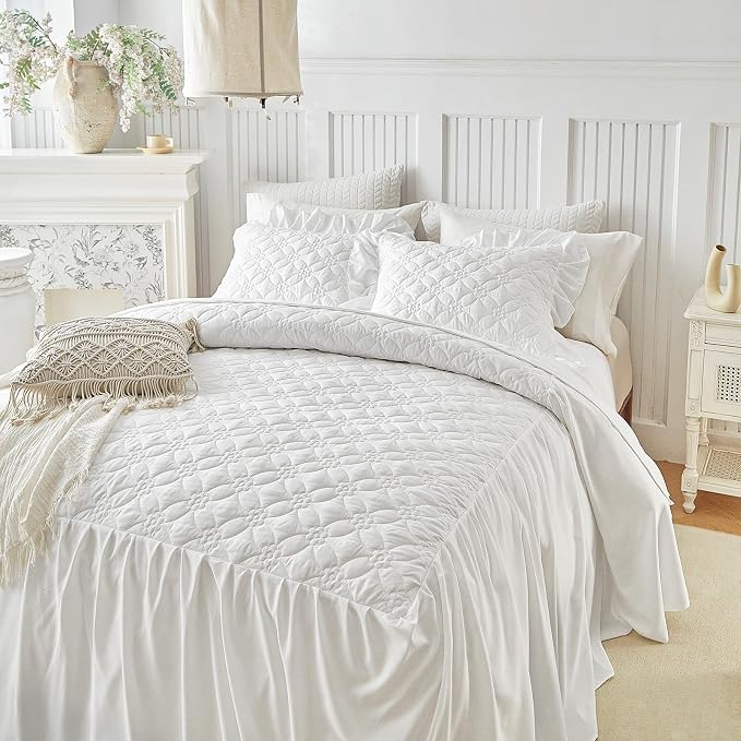 Ruffle Skirt Bedspread Set Flower Style - Image 6