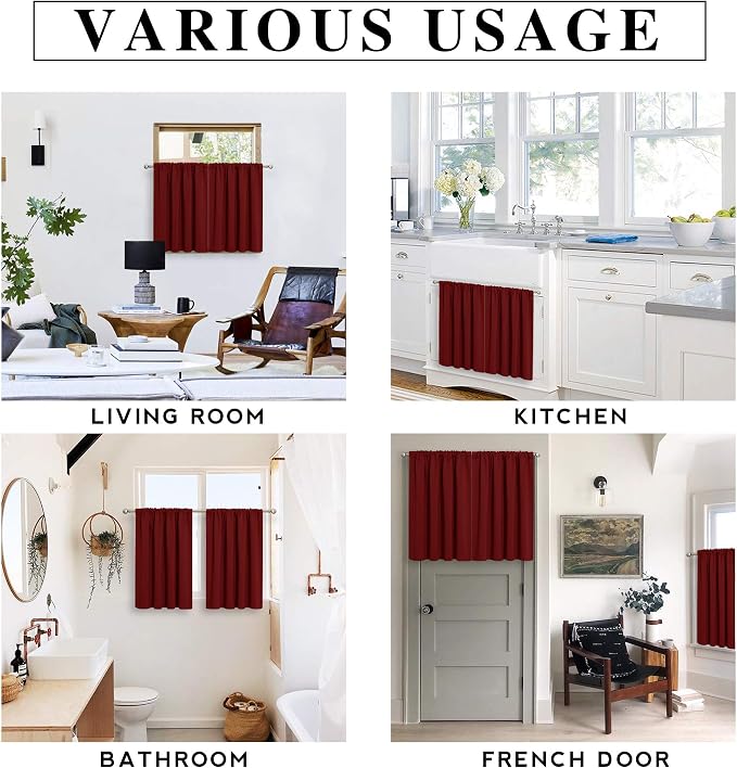 RYB HOME Cafe Blackout Curtains 24 inch Length - Image 5