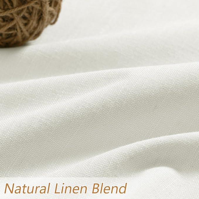 Ivory 100% Blackout Linen Curtains 72 Inch Length 2 Panels Set - Image 3