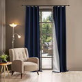 100% Blackout Thermal Insulated Curtains, 3 Layers Noise Absorbing, Soundproof Back Tab Drapes for Sliding Glass Door Baby Nursery Bedroom with Hooks, Navy Blue 50x84 Inch Set of 1