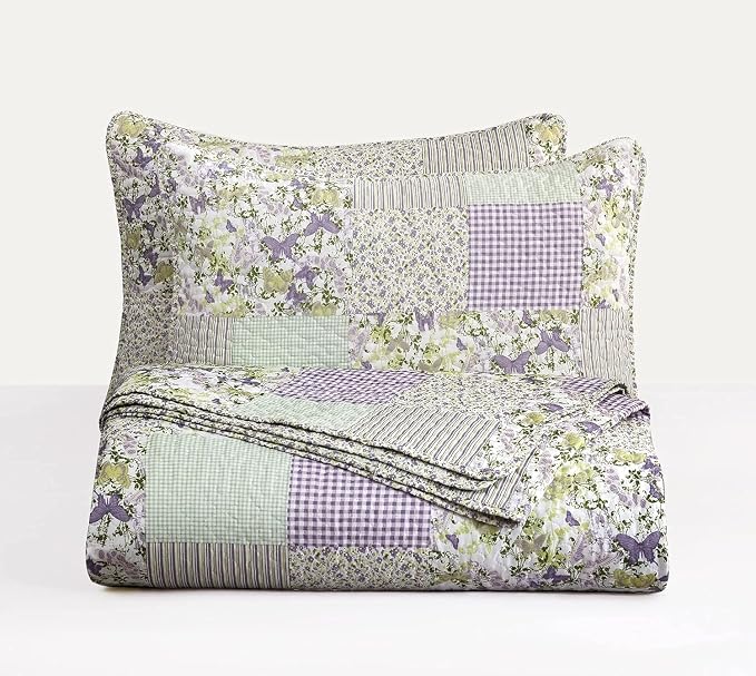 Chezmoi Collection Daisy 3-Piece Printed Patchwork Quilt Set - Image 8