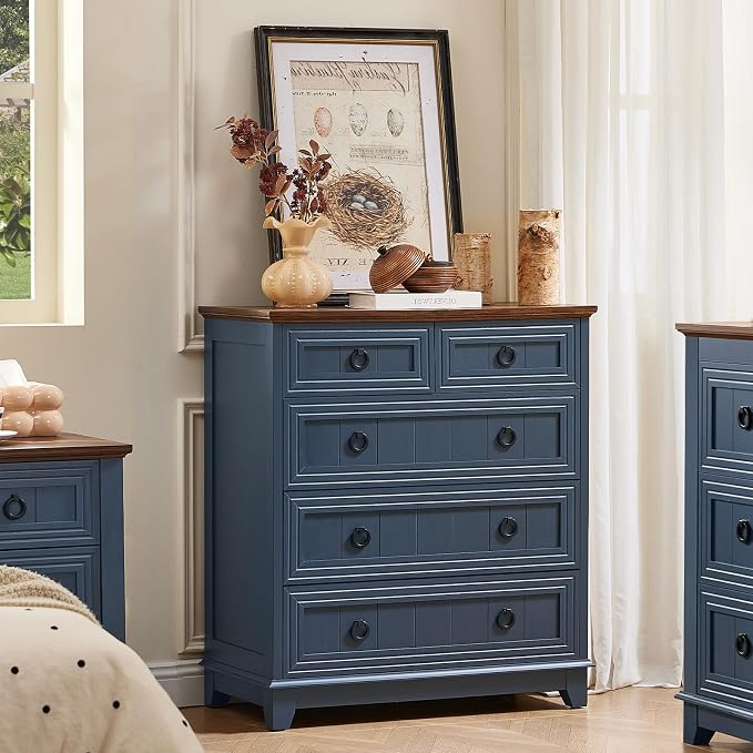 Joaxswe Farmhouse 5 Drawer Dresser - Image 4