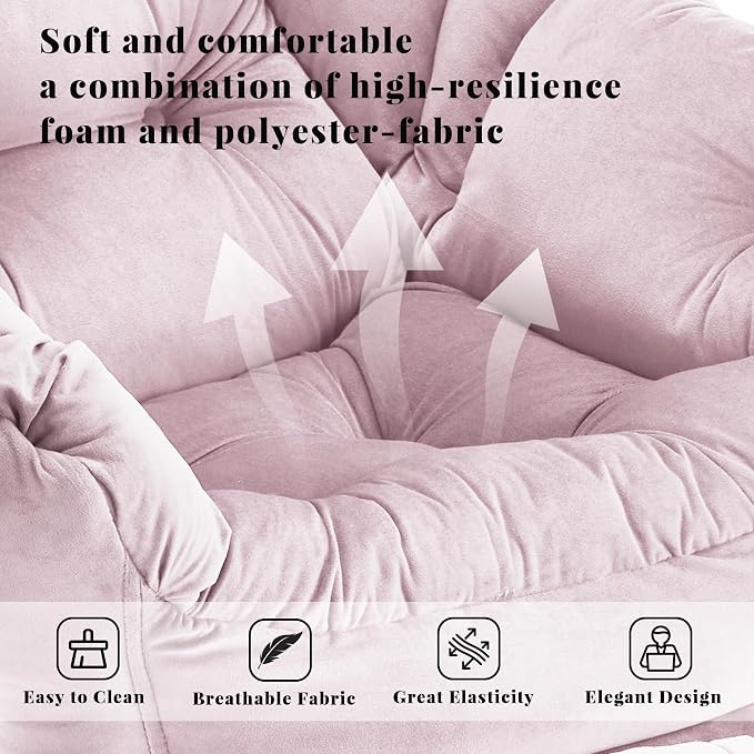 Lazy Chair with Ottoman, Comfy Reading Chair, Lounge Chair - Image 4