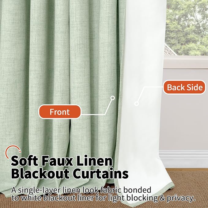 Sage Linen Blackout Curtains for Bedroom - Image 8
