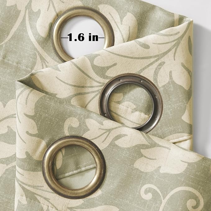 jinchan Green Floral Blackout Curtains 84 Inch Farmhouse Grommet 2 Panels | - Image 7