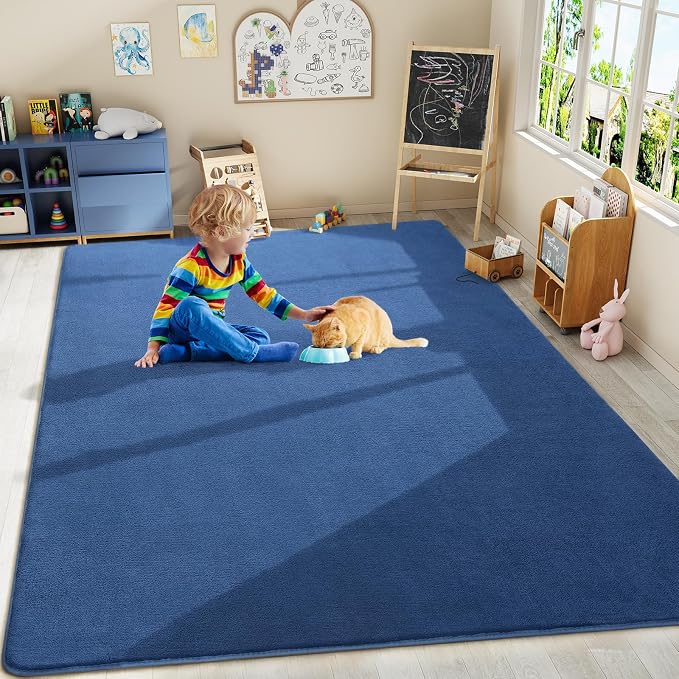 Large Area Rugs for Bedroom Living Room, 8x10 Blue Memory Foam Rug | Thickened - Image 9