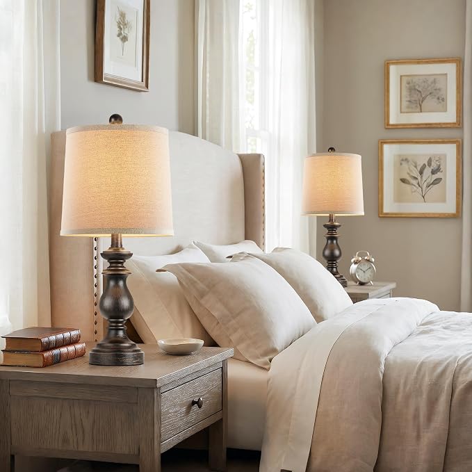 Traditional Table Lamp Set of 2, Rustic Farmhouse Table Lamps - Image 8