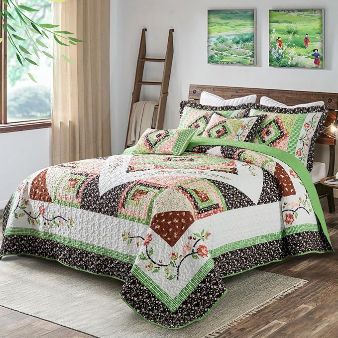 BEDIFANY Queen Size Quilt Set, Farmhouse Cotton Fill Bedspread Coverlet Set | - Image 8