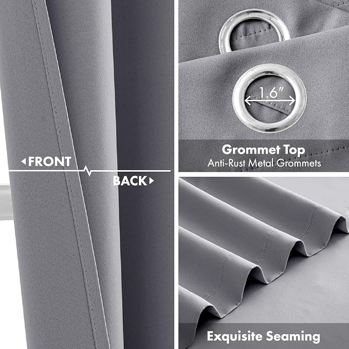 Light Grey Blackout Curtains for Bedroom Living Room W40 x L84 Inch | 84 Inch - Image 3