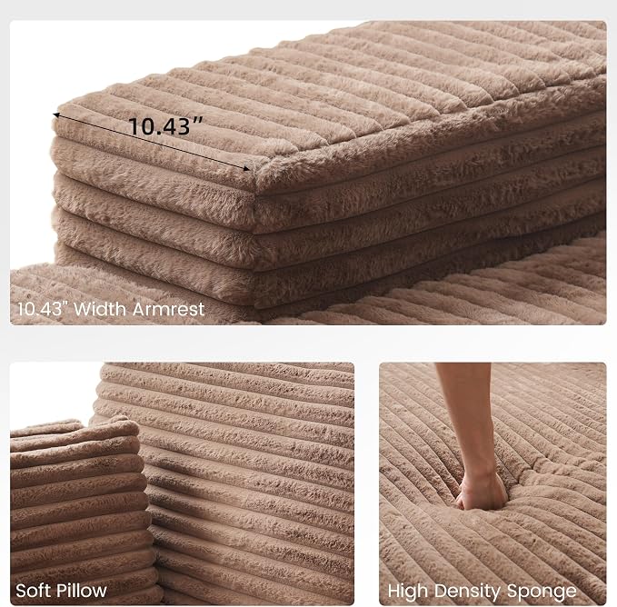 Oversized Chaise Lounge Chair Indoor, Plush Corduroy Boneless Sofa Bed - Image 5