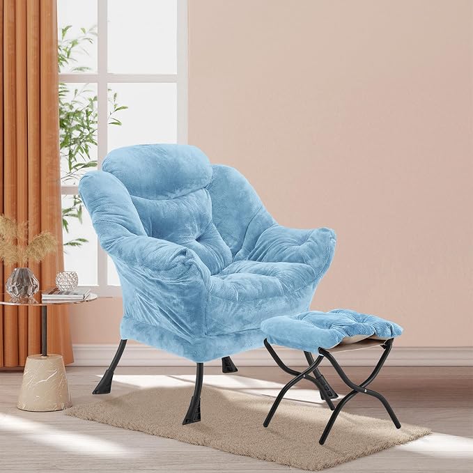 Youtanic Lazy Chair with Folding Ottoman, Accent Chair Plush Upholstered with - Image 2