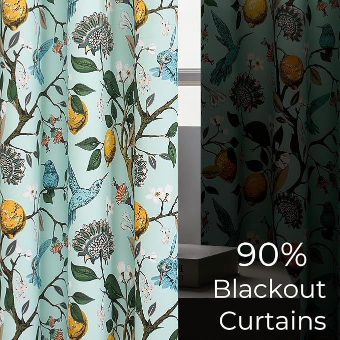 Topfinel 90 Inches Long Curtains Mint Green Whimsical Woodland Leaf Jungle - Image 4