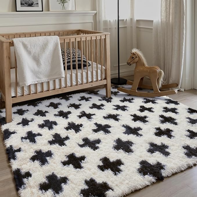 Soft Shag Rug 4x6 for Kids Room High Pile Non-Slip Fluffy Carpet | Machine by PureCozy