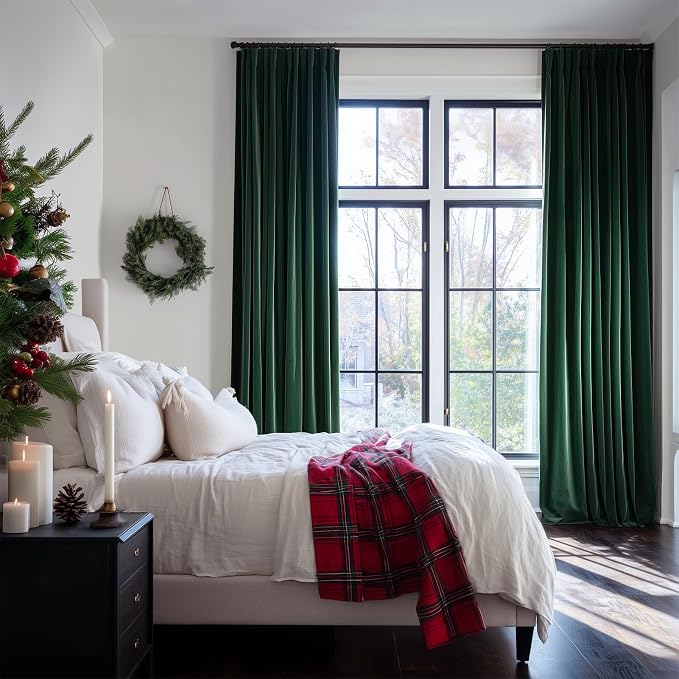 Dark Green Velvet Curtains 84 Inches Long - Image 5