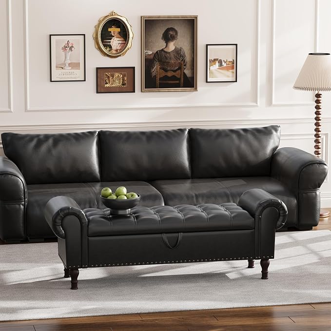 Apicizon 60" Bench with Storage, Upholstered Tufted Button Bedroom Bench with - Image 7