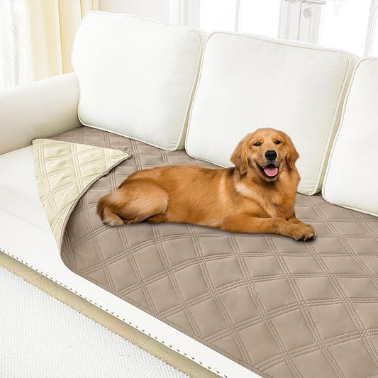 Smiry Waterproof Dog Bed Cover Blanket 40x80, Soft Reversible Pet Blanket, Washable Leakproof Cats Dogs Couch Cover for Sofa, Couch, Furniture, Lattice, Taupe/Beige