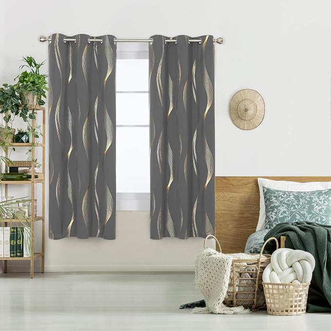 Deconovo Curtains for Living Room, Pattern Blackout Curtains 72 Inches Long | - Image 2