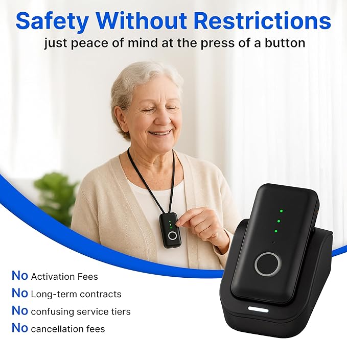 Home&Wellness Senior Safety Gemini Go Anywhere Medical Alert Device Button with Fall Detection ATT Cellular